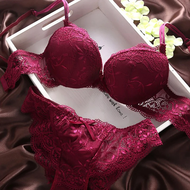 kf-Hd2d388bb736e4d3182dbcba1f3458974I European Style Sexy Bra Set Women Cotton Underwear Sexy Lace Panties Female Push Up Brassiere Fashion Solid Color Lingerie Set