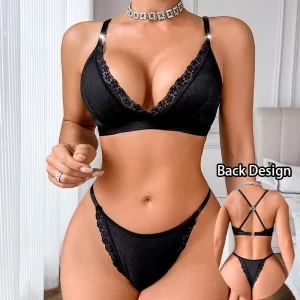 kf-S0448842e43544f08b253c7bbb423364fh 2pcs Women's Underwear Sets Sexy Lace Bras and Panties Sexy Lingerie Set Elegant Padless Bras Women Underwear Outfit Fashion Bra
