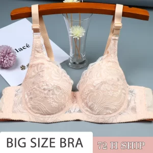 kf-S2aa9cf3490b344d8b6b9b5a55879eaa7I Plus Size Lace Bra Sexy Bralette Lingerie Adjustable Bra Push Up Ultrathin Female Bras Skin color Big Cup Under-Wire Brassiere