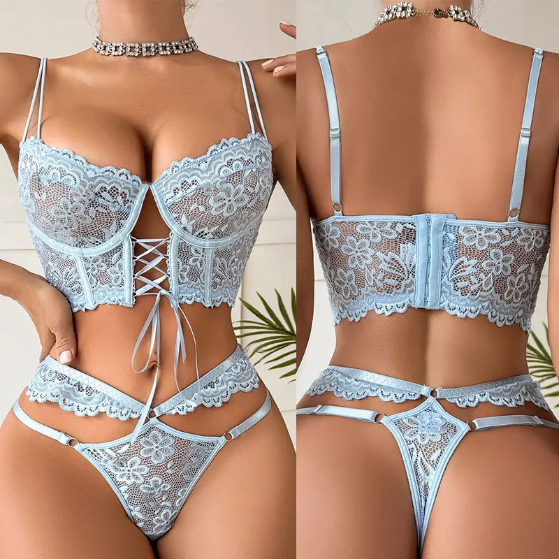 kf-S37d4bec4410b4d009213ec7736fd6014n Sexy Large Size Lingerie Women Bra Set Girl Floral Lace Underwear Set Underwire Brassiere Push Up Outfit Delicate Bra Kit