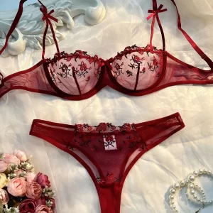 Sexy Lingerie Romantic Fancy Eroticу Set Woman 2 Pieces Transparent Women Underwear Embroidery Cute Beautiful Bra And Panty Sets