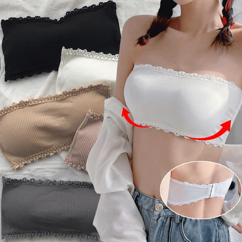 kf-S81ec67fc2cdd48759c0d8d9dd71fa033F Summer Strapless Women Bras Back Lace Sexy Chest Tops Seamless Breathable Underwear Brassiere Solid Invisible Chest Wraps Bra