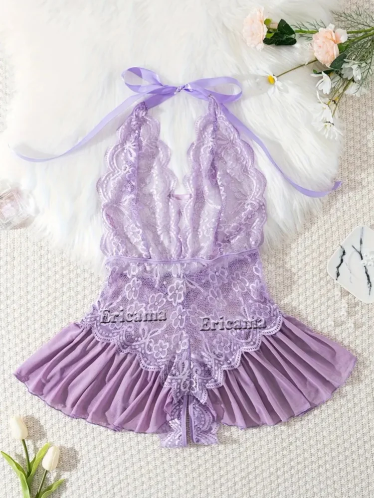 kf-S9b4c76d2407c4941975e4c63123ba53eE Sexy Lingerie Woman Lace Transparent Underwear Brief Sets Delicate Bra Kit Push Up Breves Sets Thin Sexy Erotic Bras Bodysuit