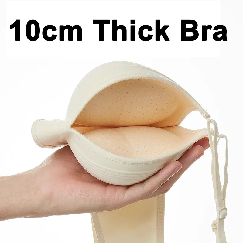 kf-Sad12fdd98a314b4183bad05483ba71can 2025 New 10CM Thick Push Up Bra Wireless Padded Gathered Lingerie for Small Flat Chest Comfortable Sexy Natural Lift