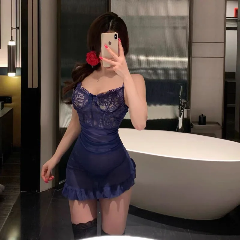 kf-Se854d37c333249b296d216dfc96b5395c Transparent Underwire Bra Erotic Set Sexy Fairy Lingerie Women's See Through Lace Nightdress Pajamas Sets Delicate Sexy Nighty