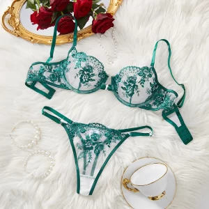 kf-Sec35c452008d40168c606c2b98d07a6as Women Elegant Lace Babydoll Sensual See-Through Mesh Splicing Embroidery Erotic Lingerie Bra And Panty SetSet